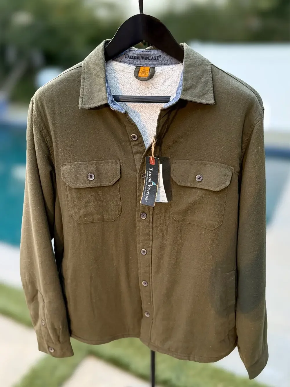 Tailor Vintage Men XL Forest Night Canvas Sherpa Lined Shacket NWT $148
